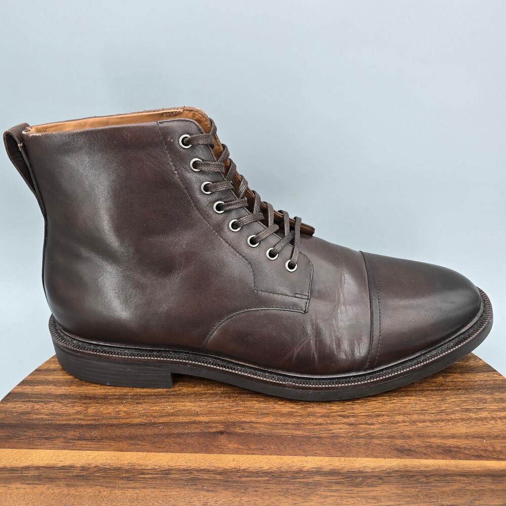 Polo Ralph Lauren Asher Boots Mens 14 M Brown Leather Cap Toe Lace Up Casual